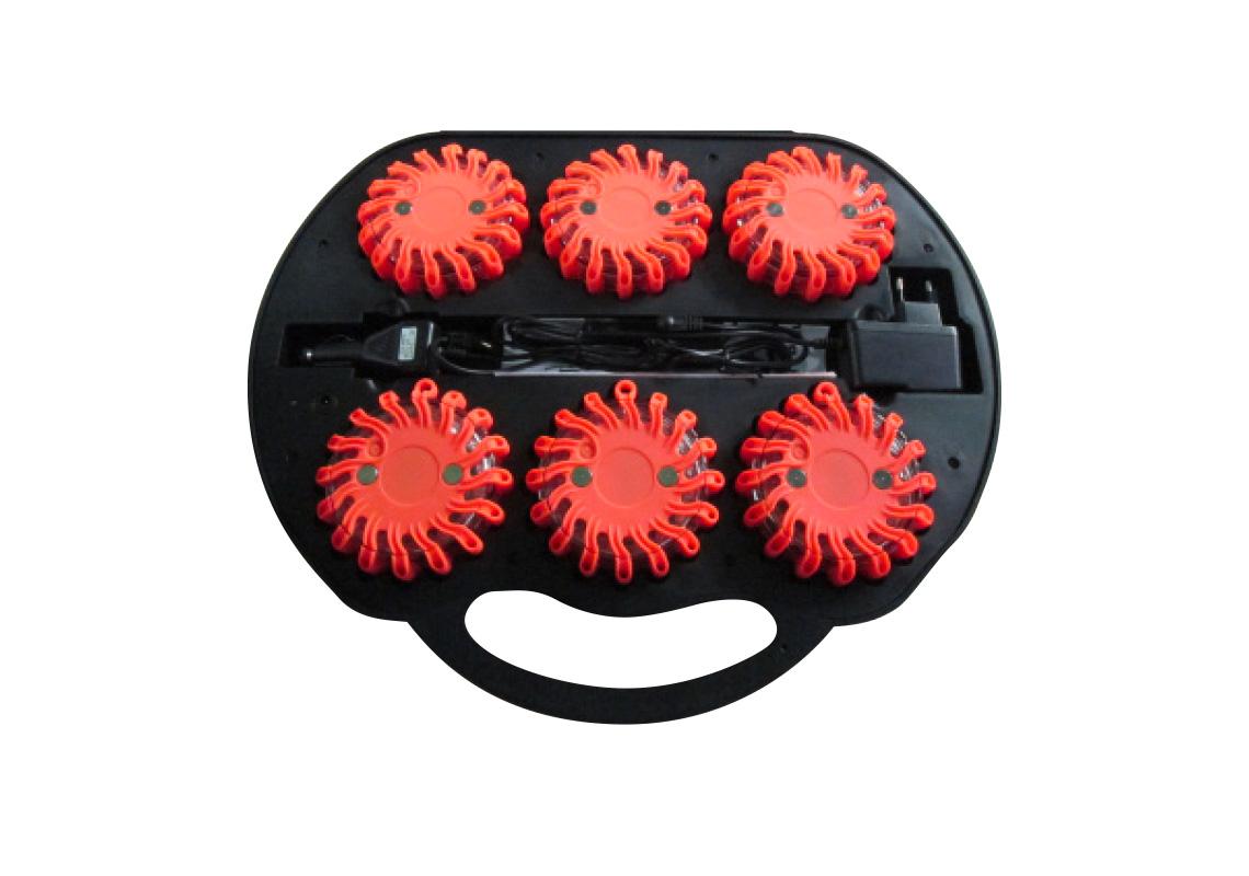 MALLETTE DE 6 BALISES FLASH LED RECHARGEABLES